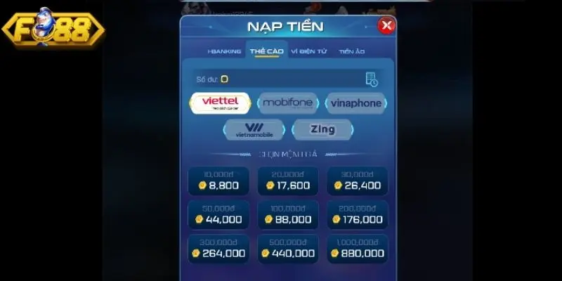 Nạp tiền Fo88 qua thẻ cào điện thoại, game Nạp tiền Fo88 qua thẻ cào điện thoại, game